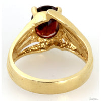 1.6ct Oval Deep Red Garnet Gemstone 14K Yellow Gold Ring