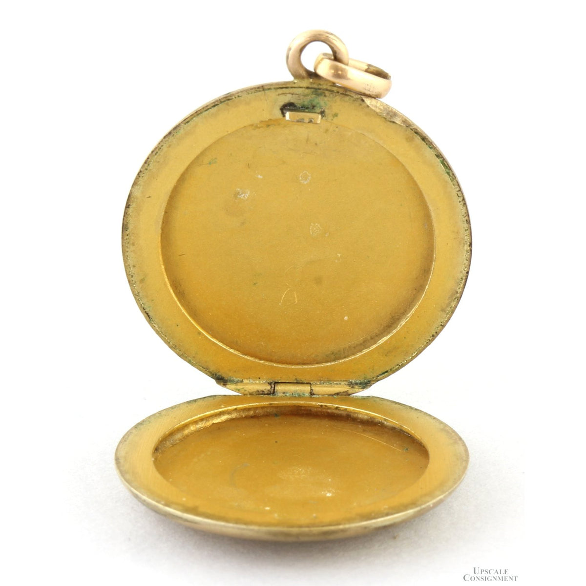 Gold-Tone Locket - Tri-Color Floral Motif & Script Monogram