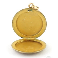 Gold-Tone Locket - Tri-Color Floral Motif & Script Monogram