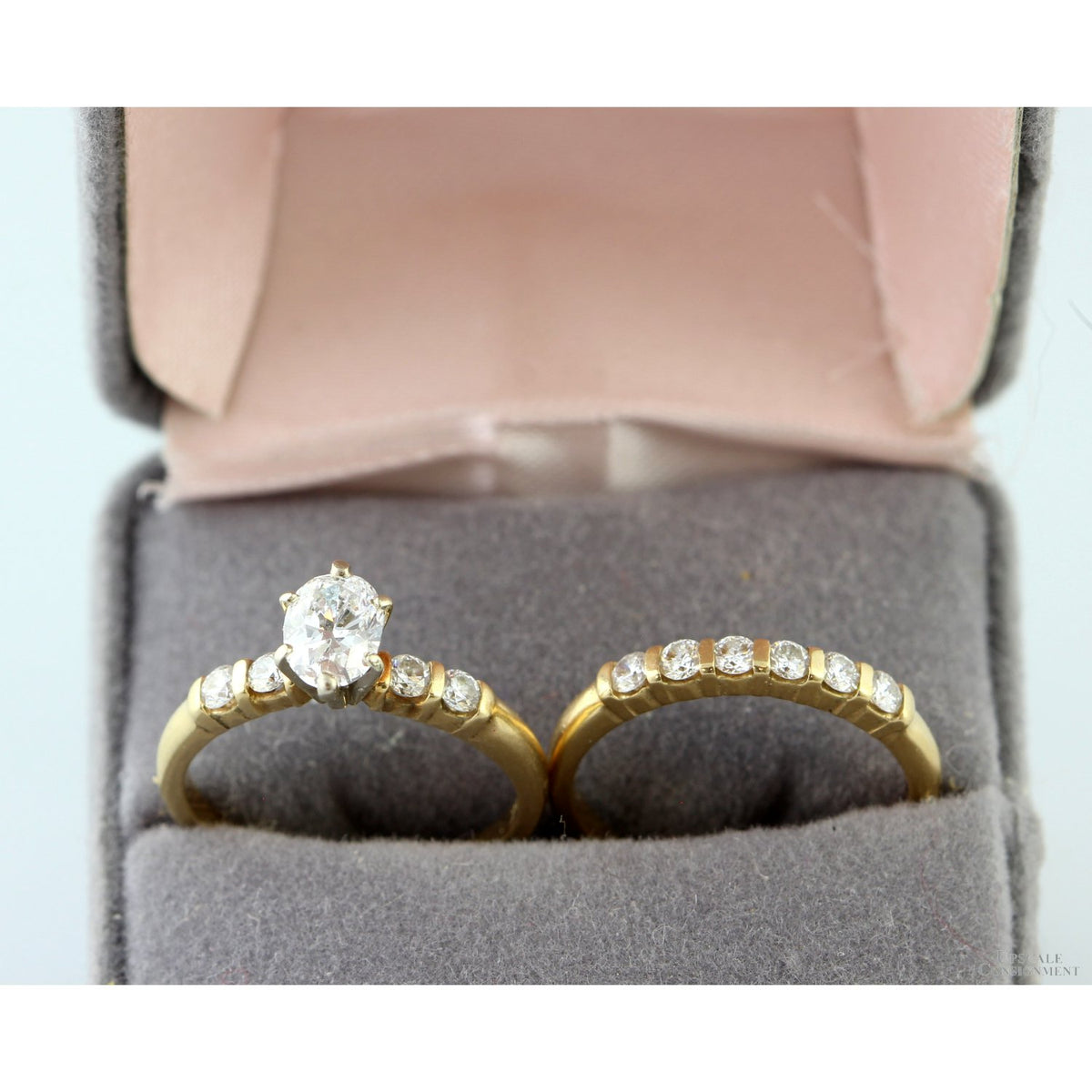 14K Gold Oval Diamond Engagement Ring & Wedding Band Set – Approx. 1.15 CTW