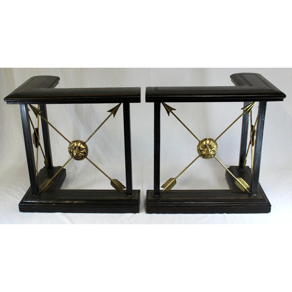 Maitland Smith Pair of  Lion Head Fireplace Fenders