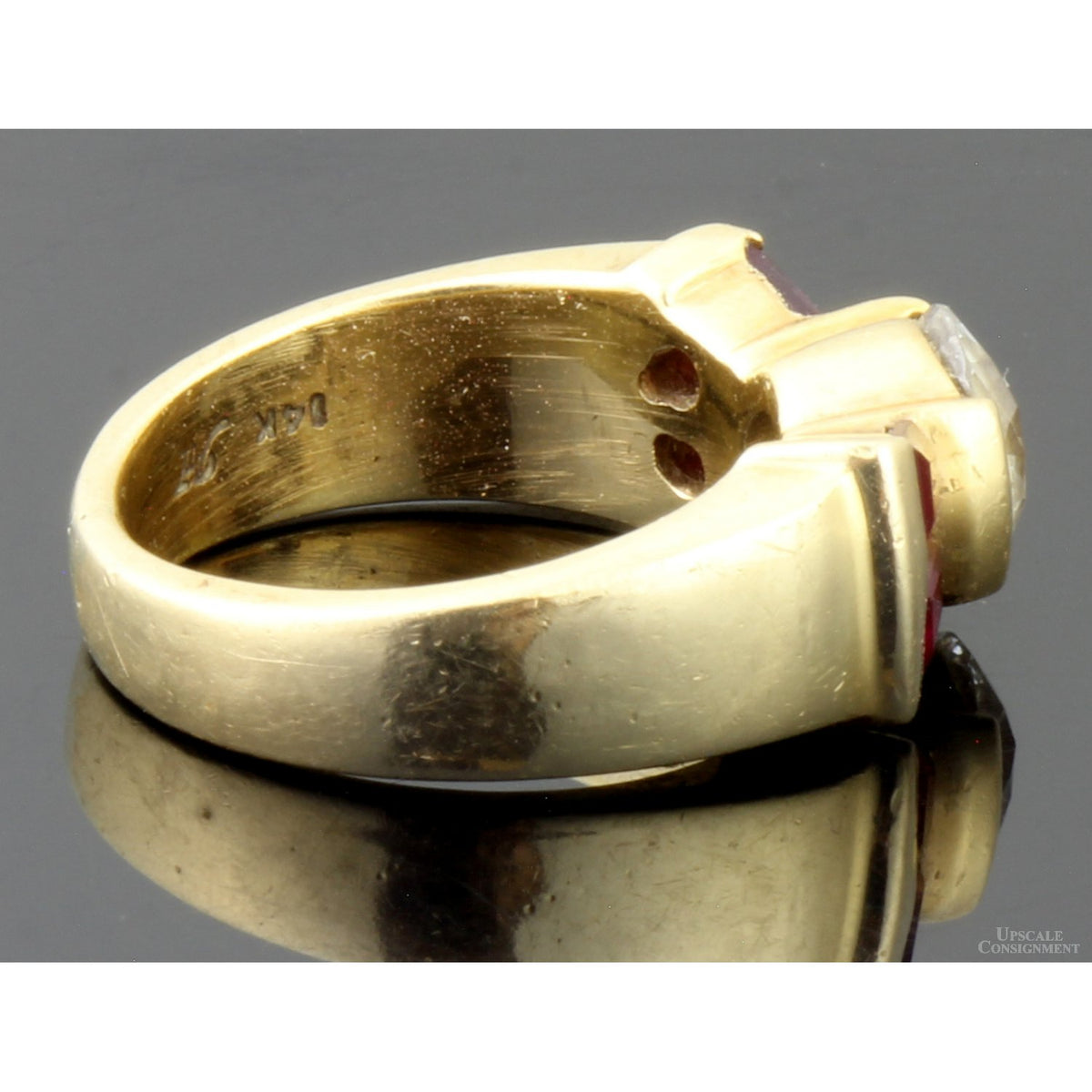 1.14ct Old European Cut Diamond & Ruby 14K Gold Ring