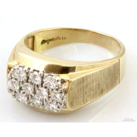 1.00ctw Diamond Cluster 14K Gold Man's Two-Tone Ring