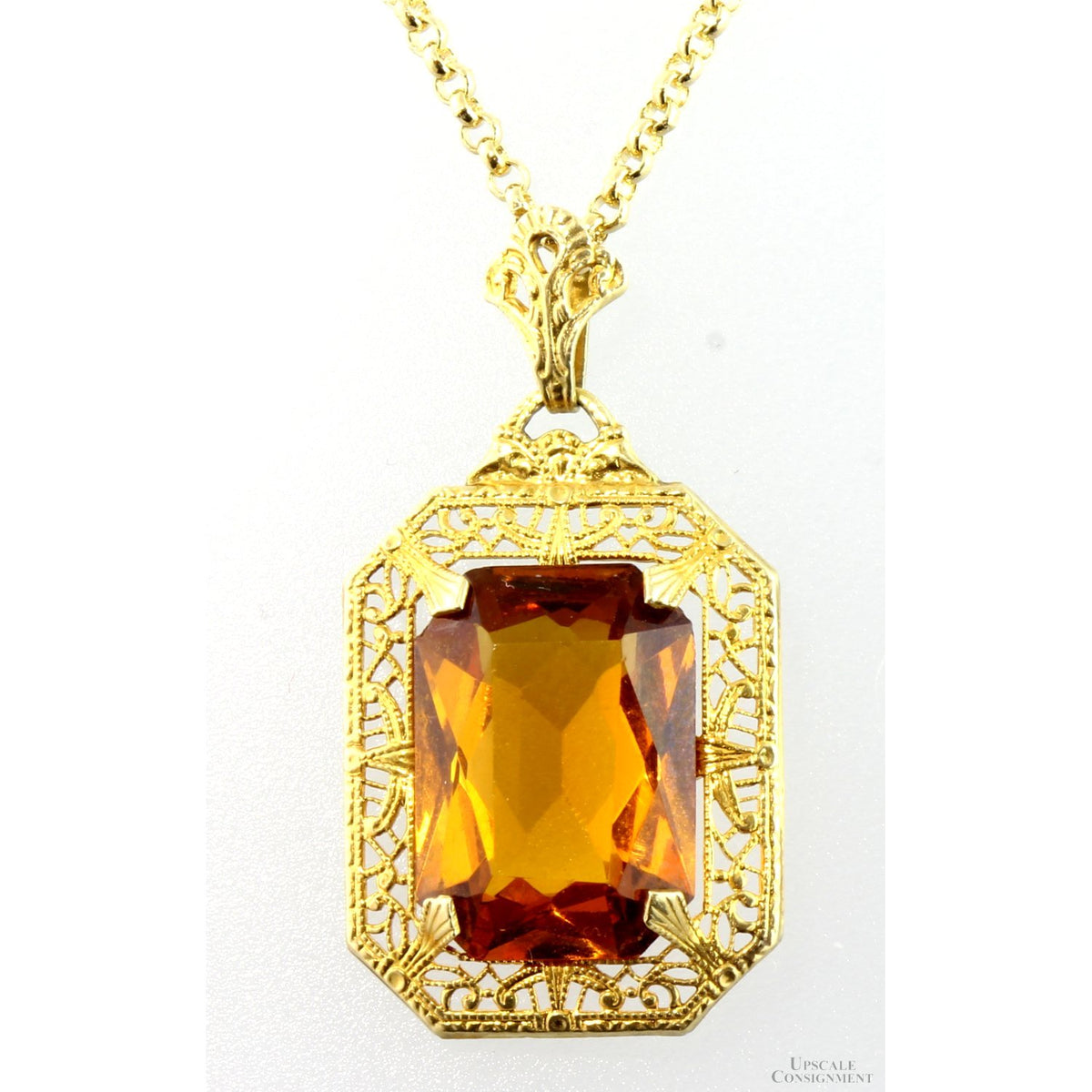 Color-Change Andalusite Art Deco Figree 10K Gold Pendant - ~ 4+ carats