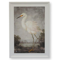 Framed Retouched Print of a White Egret