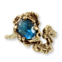 1.25ct Electric Blue Apatite 14K Gold Nugget Ring