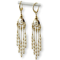 14K Cultured Freshwater Pearl Chandelier Dangle Earrings