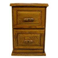 Oak 2 Drawer File Cabinet w/Carved Handles