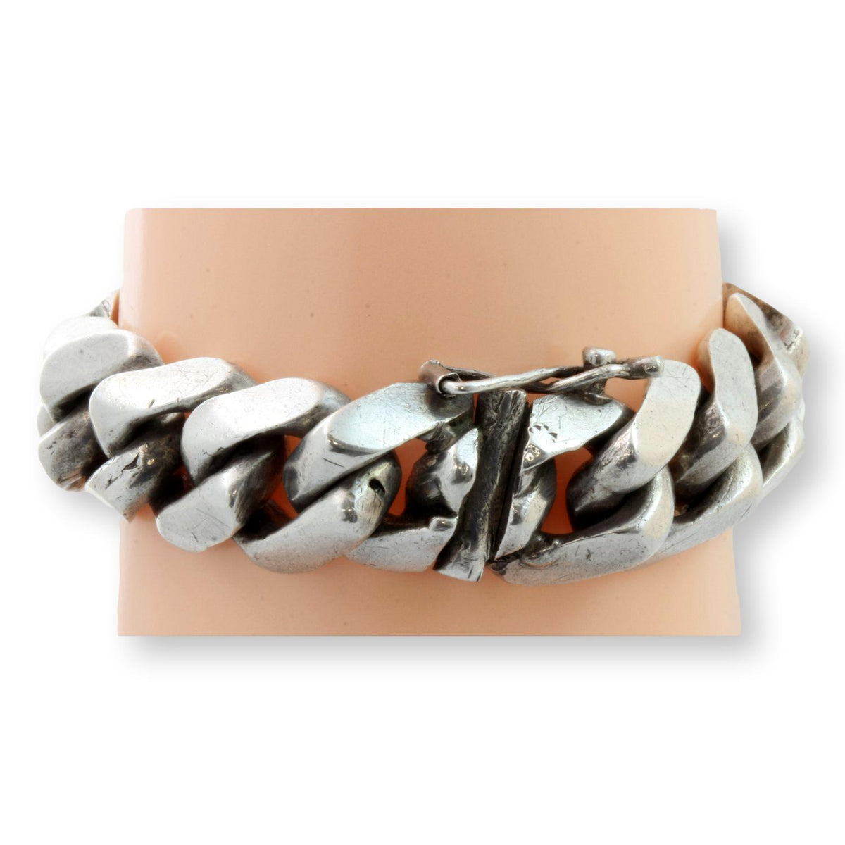 Mexican Silver Cuban Curb Link Bracelet - Circa 1930s–1940s