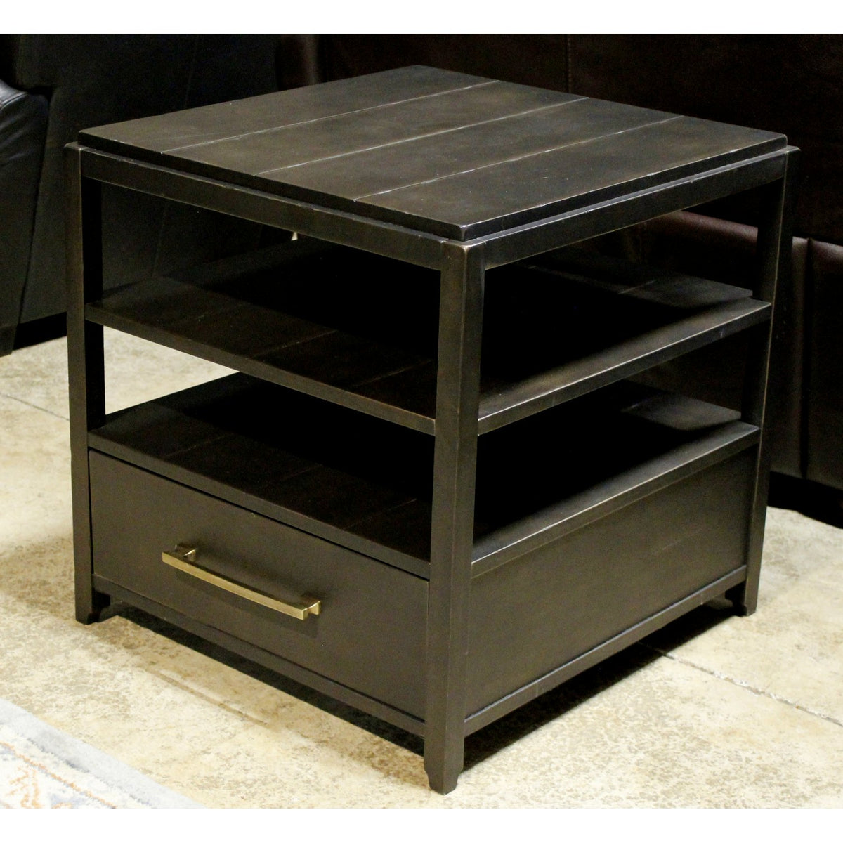 Black Plank Top End Table