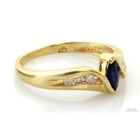 Natural Blue Sapphire & Diamond 14K Yellow Gold Ring