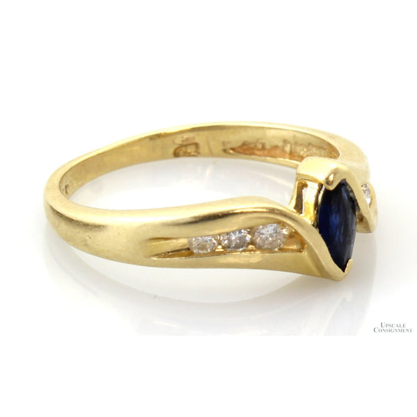 Natural Blue Sapphire & Diamond 14K Yellow Gold Ring