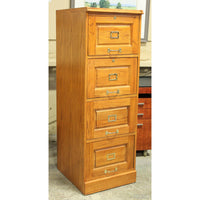 Oak 4 Drawer File Cabinet