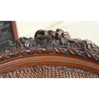 Fairfield Medallion Cane Back Fauteuil Accent Chair w/Ottoman