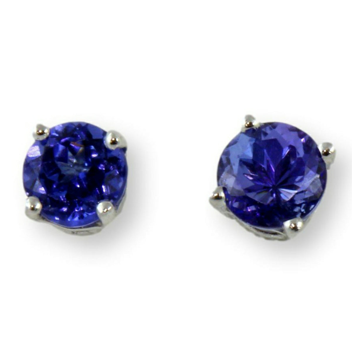 .80ctw Violetish Blue Tanzanite 18K White Gold Stud Earrings