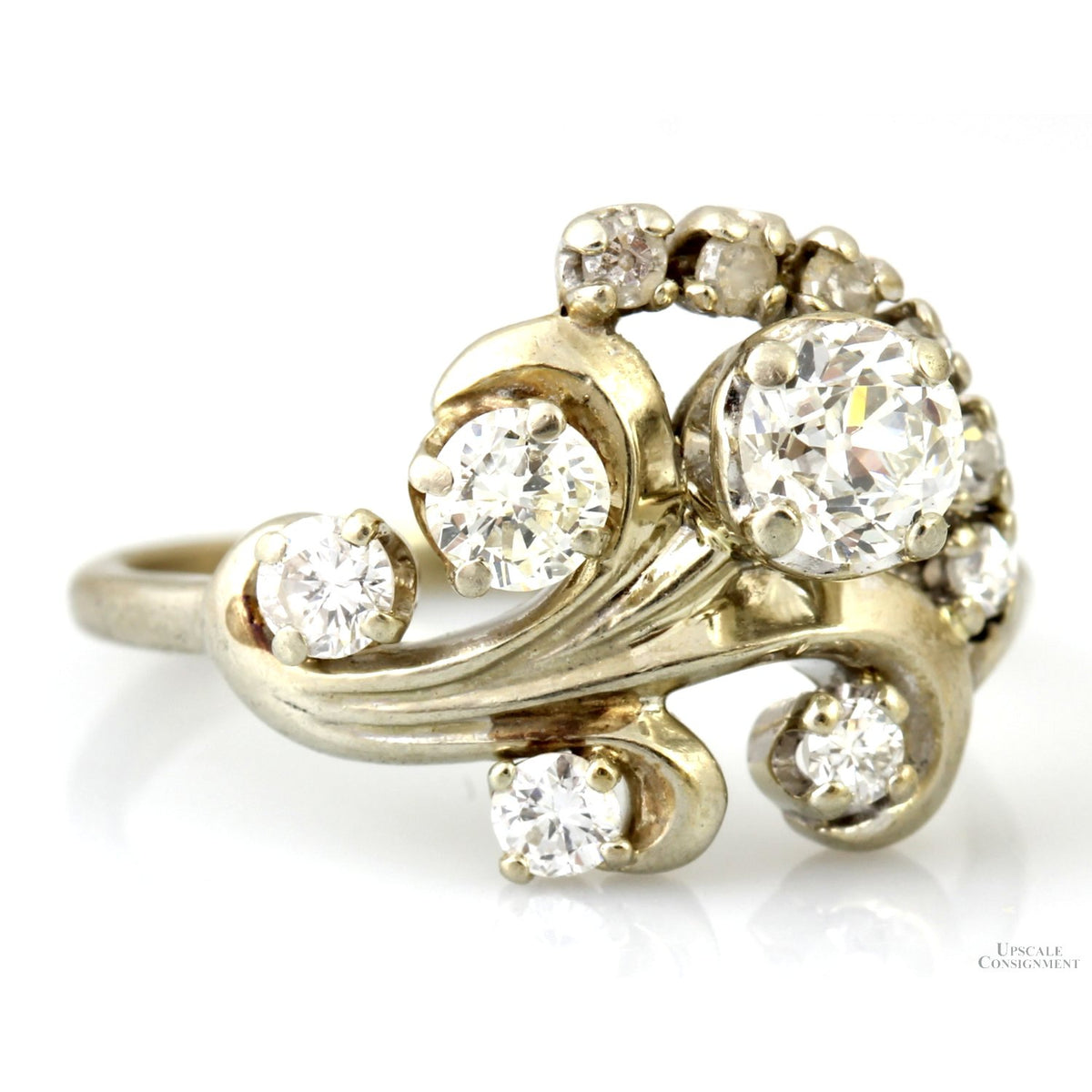 1.12ctw Old European Cut 14K White Gold Heirloom Ring