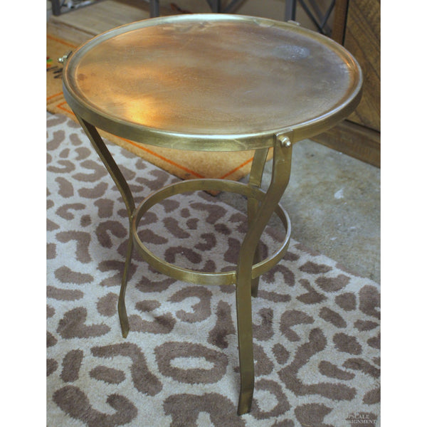 Round Brass Finish Accent Table