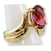 5.15ct Rubelite Tourmaline Diamond 14K Yellow Gold Ring