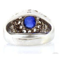 1.70ct Lab Created Sapphire & CZ 18K White Gold Dome Ring