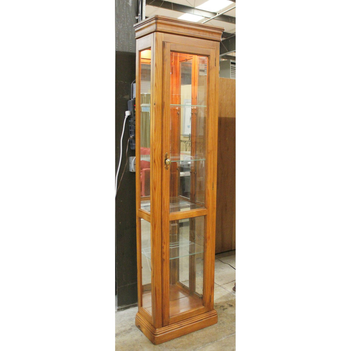 Pulaski Narrow Pine Lighted Curio Cabinet