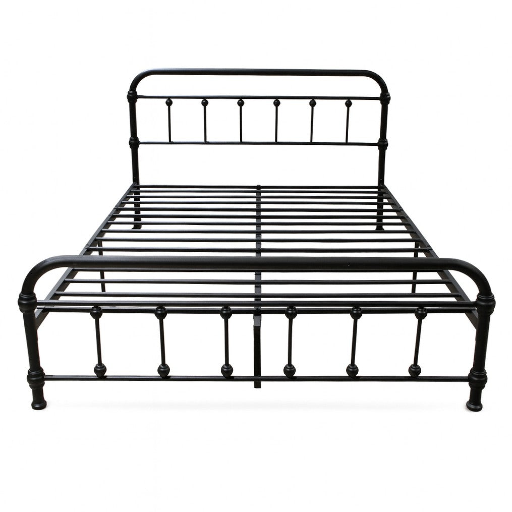 Queen Size Black Metal Bed