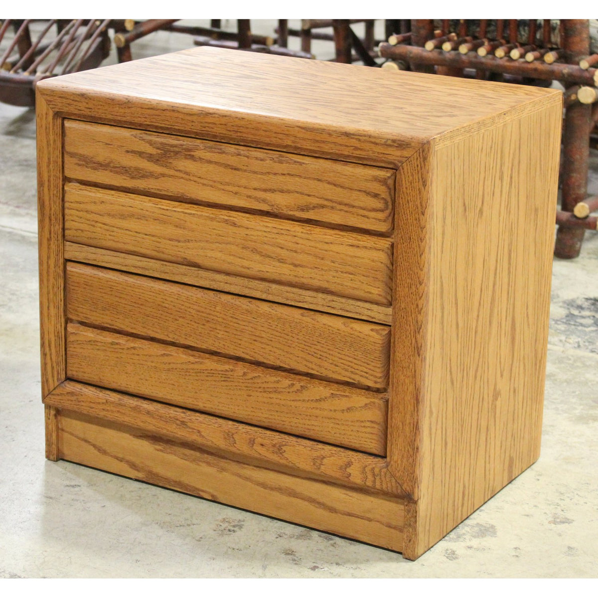 Oak 2 Drawer Nightstand