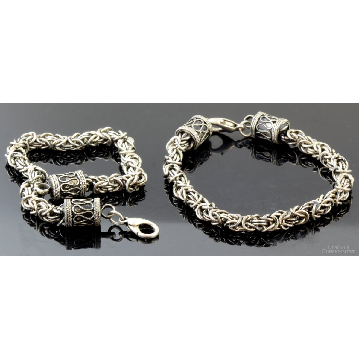 Antiqued Byzantine Link Bracelets, Silver (Pair)