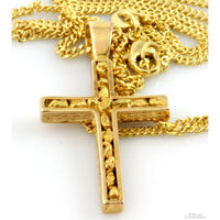 Alaska Mint 22K Gold Nugget 14K Cross Pendant Necklace