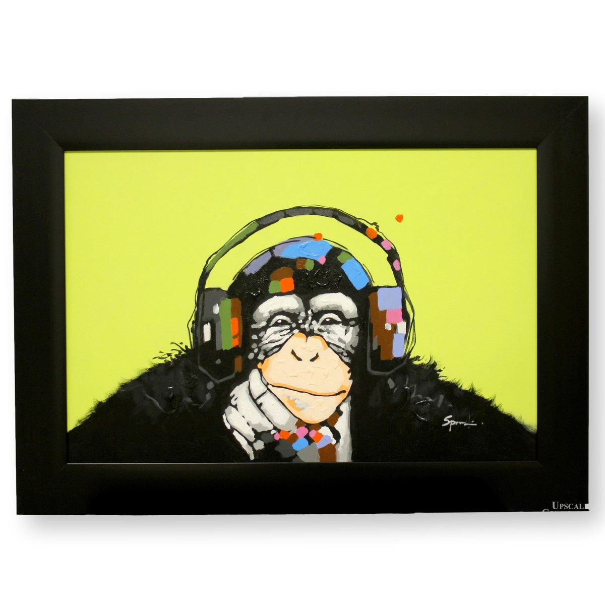 Original Painting Whimsical Chimp w/Headphones