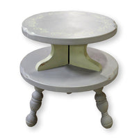 Round Gray 2-Tier Accent Table