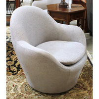 American Leather 'Feliz' Gray Swivel Barrel Chair