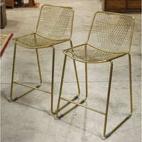 CB2 Pair of 'Alpha' Brass Wire Counter Stools