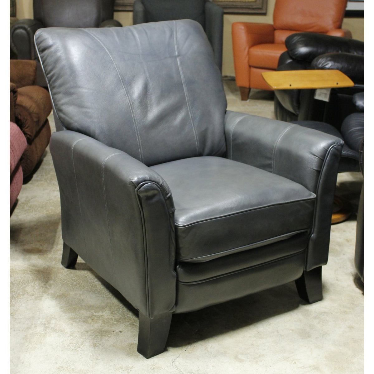 La-Z-Boy Gray Leather 'Riley' Hi-Leg Recliner