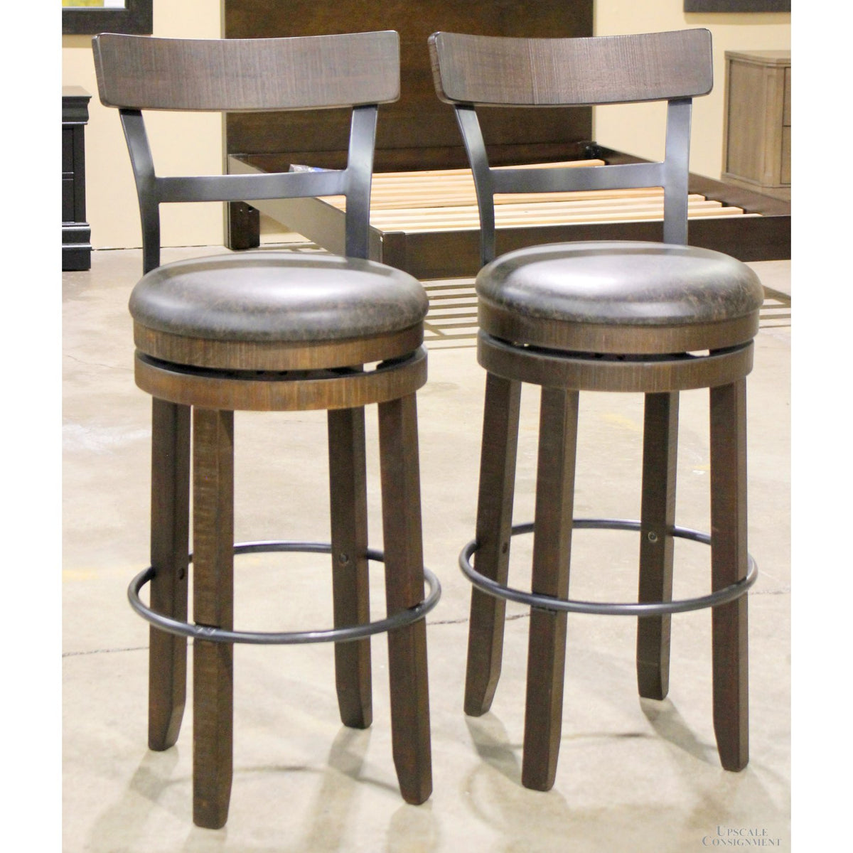 Pair of Armless Swivel Bar Stools