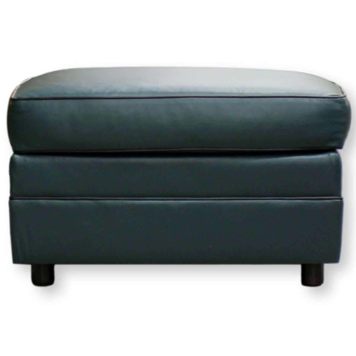 Ethan Allen Green Leather Ottoman