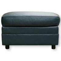 Ethan Allen Green Leather Ottoman