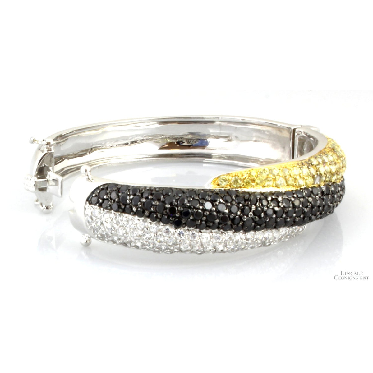 Charles Winston Sterling Silver Multi-Color CZ Hinged Bangle