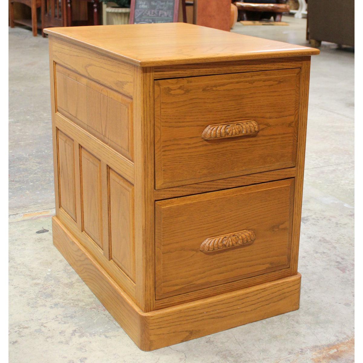Large Oak 2 Drawer File Cabinet