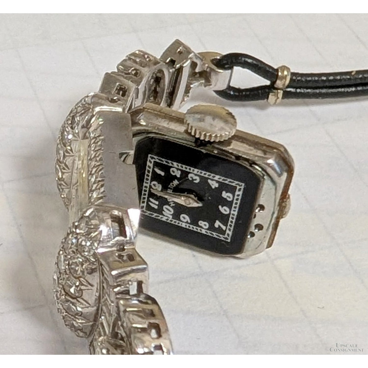 Exquisite 1940s Platinum 3.25ctw Diamond Hamilton Art Deco Watch