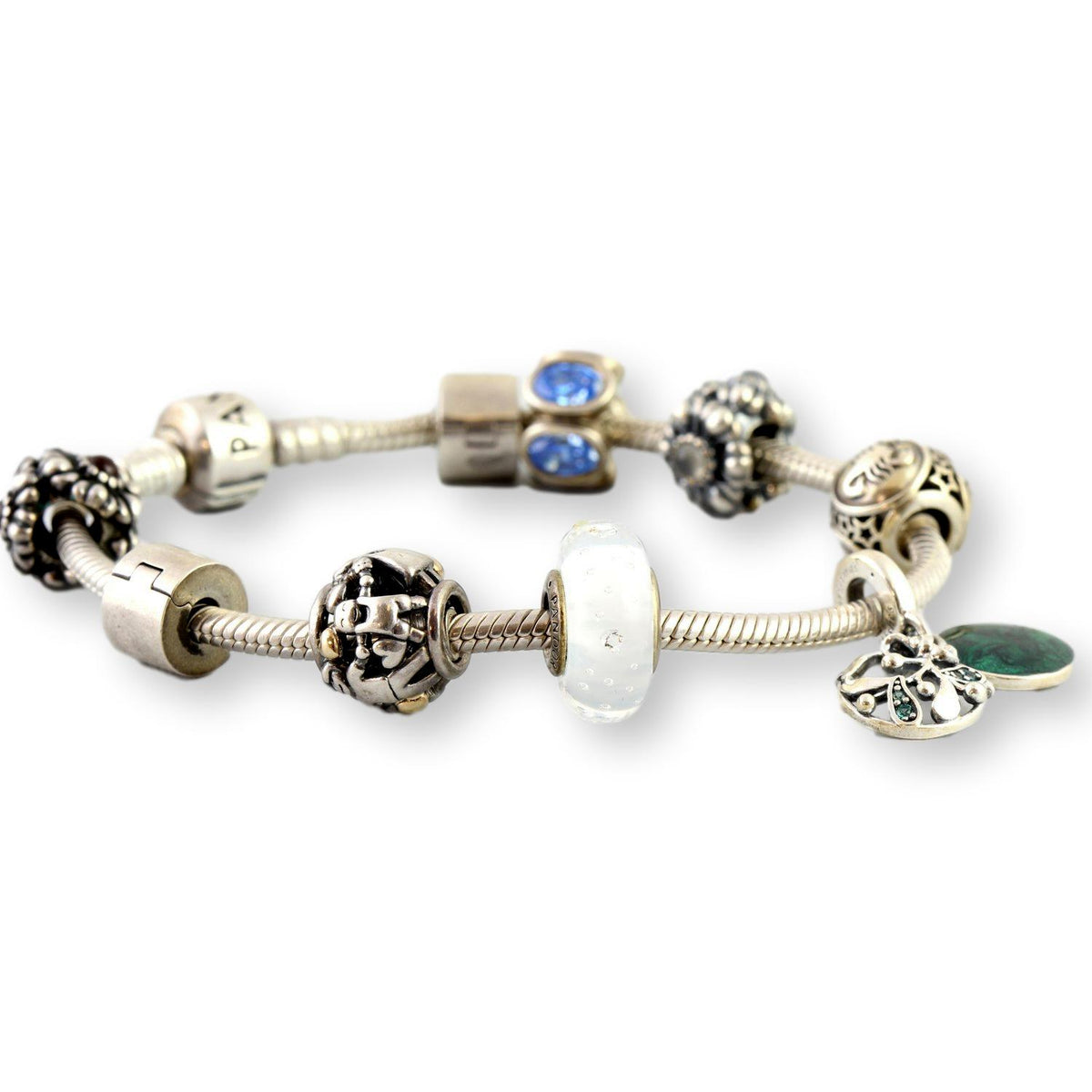 Authentic Pandora Sterling Silver Charm Bracelet - Size 6.5