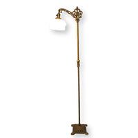 Bridge Style Floor Lamp w/Milk Glass Shade