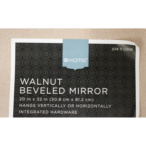 Walnut Finish Beveled Wall Mirror