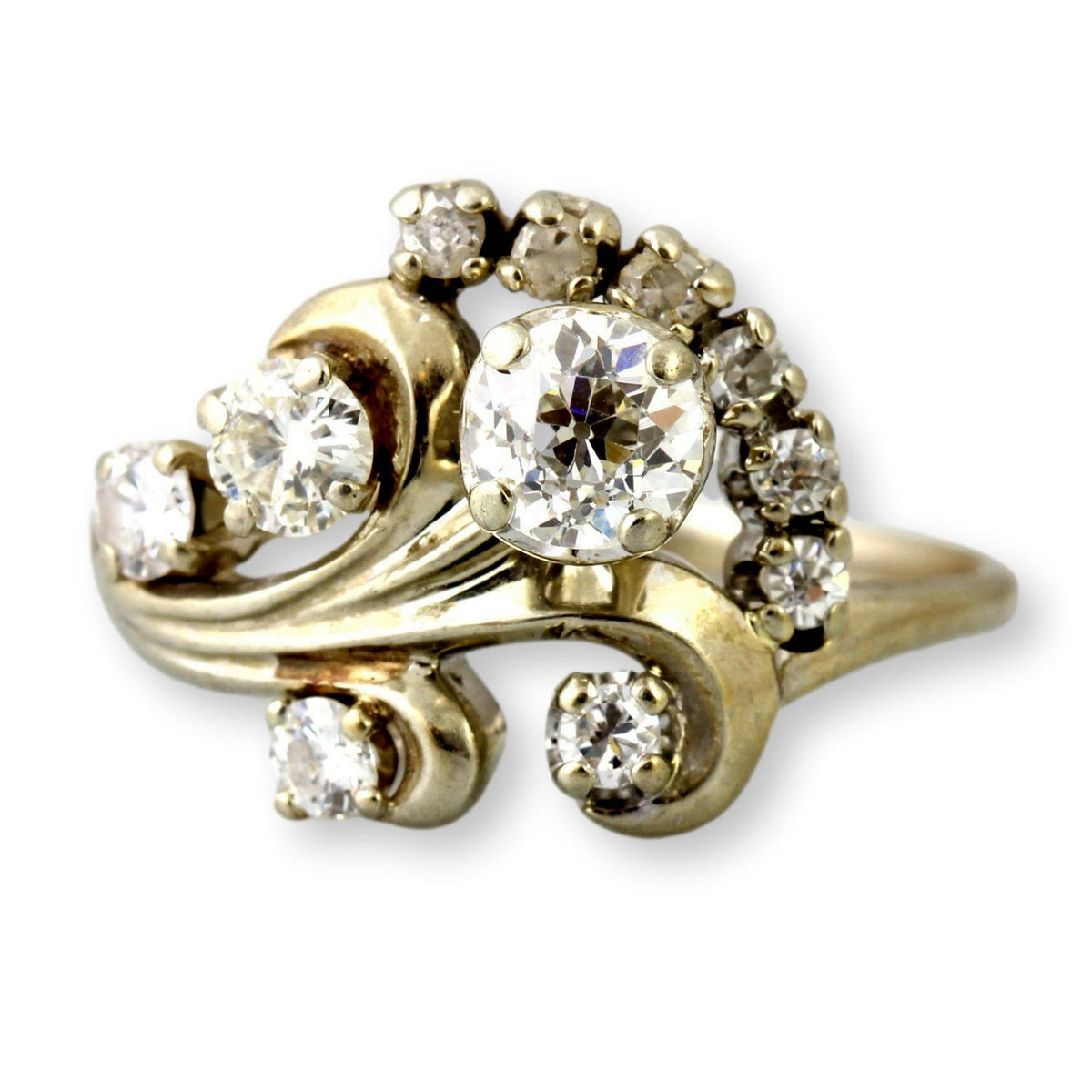 1.12ctw Old European Cut 14K White Gold Heirloom Ring