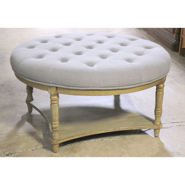 E & E Co. LTD Round Gray Tufted Ottoman