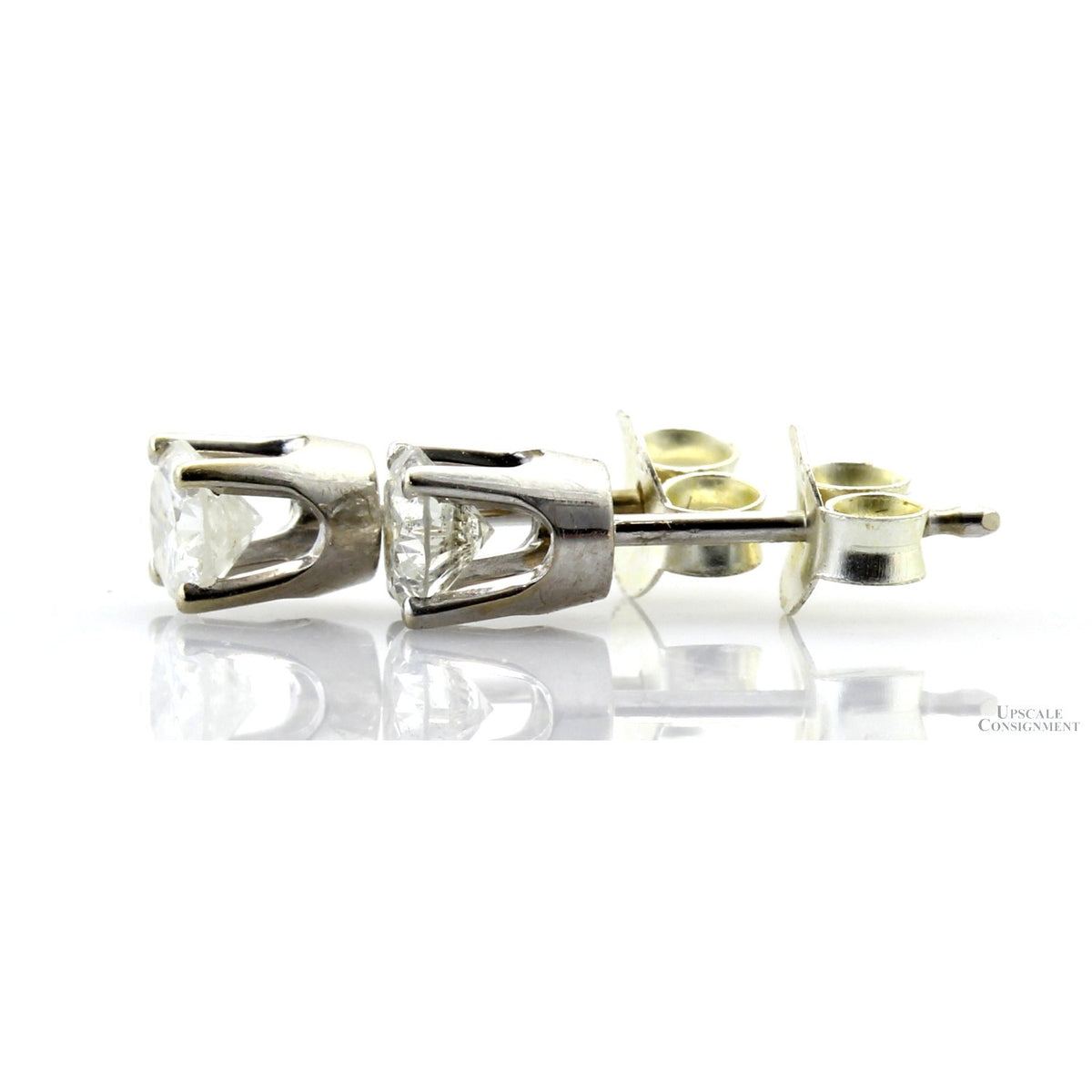 0.60ctw Diamond & 14K White Gold Stud Earrings | 925 Backs