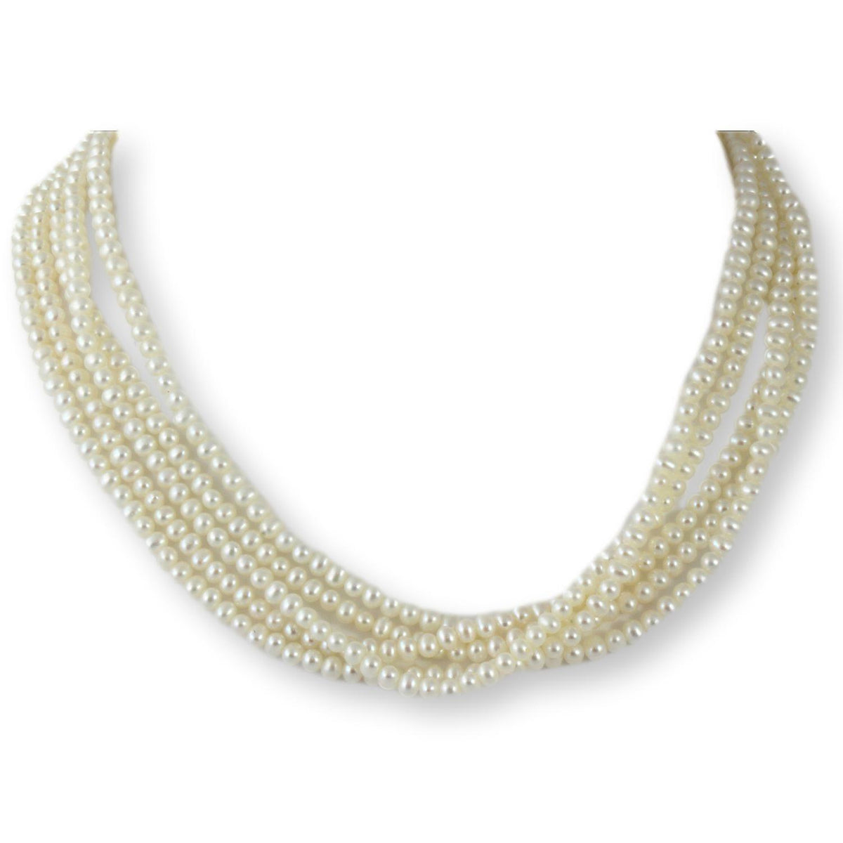 4.00mm Cultured White Pearl Multi-Strand 14K Gold Clasp