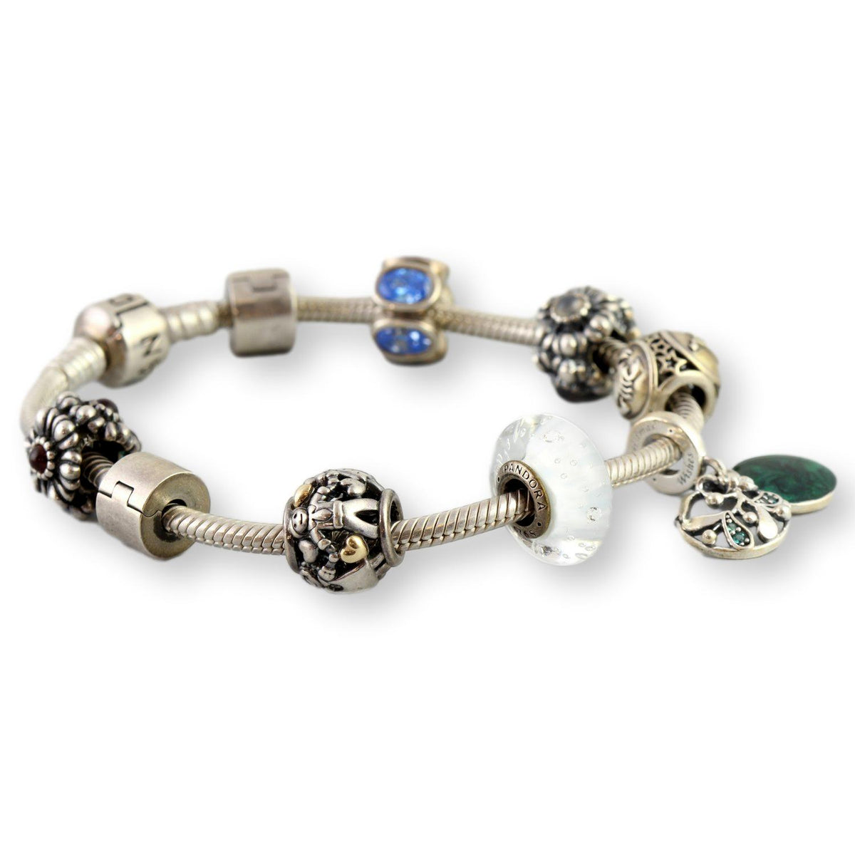 Authentic Pandora Sterling Silver Charm Bracelet - Size 6.5