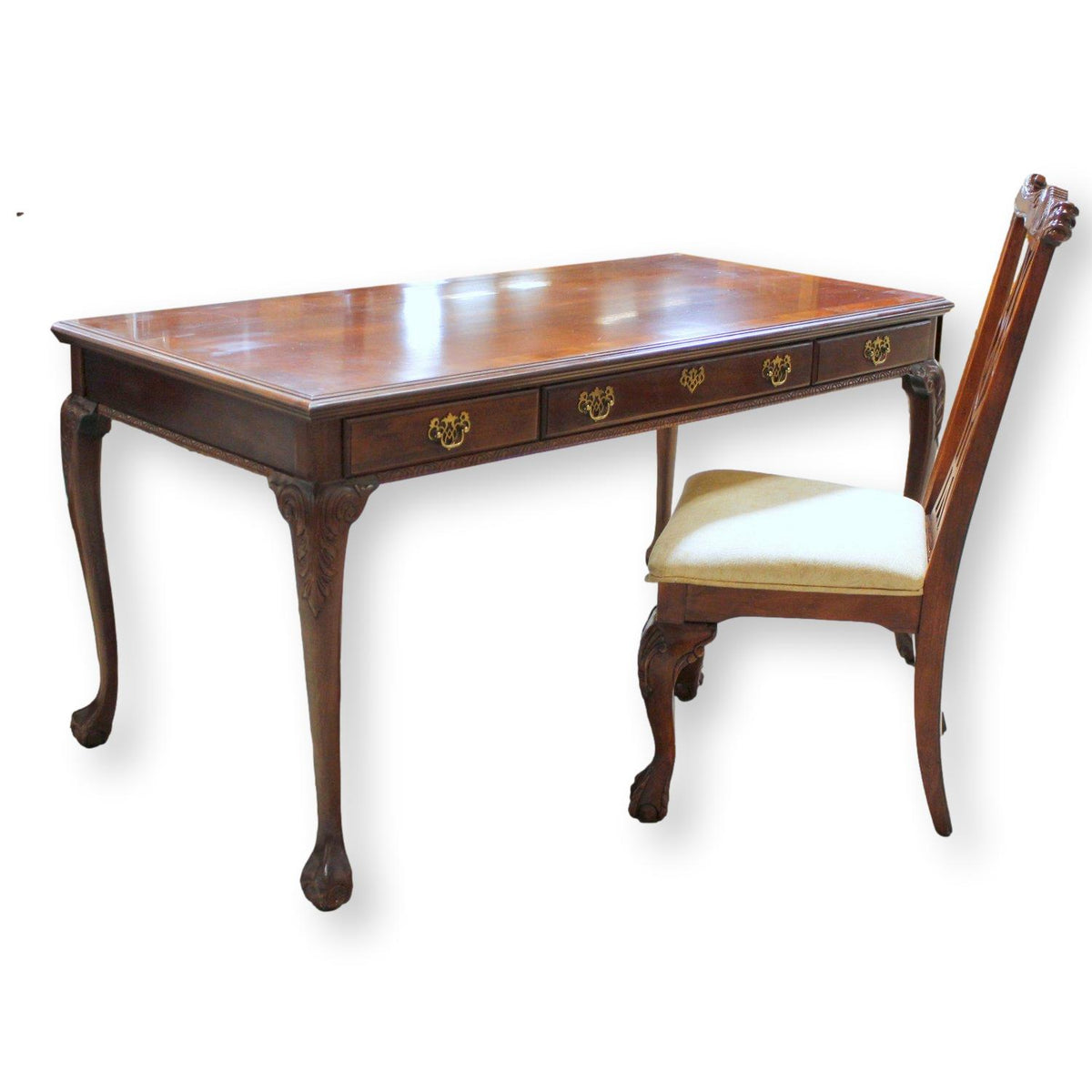 Queen Anne Mahogany Writing Desk & Chair