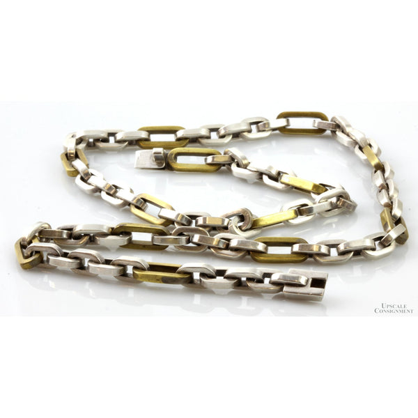 Vintage TAXCO Two-Tone Sterling Silver Cable Link Chain