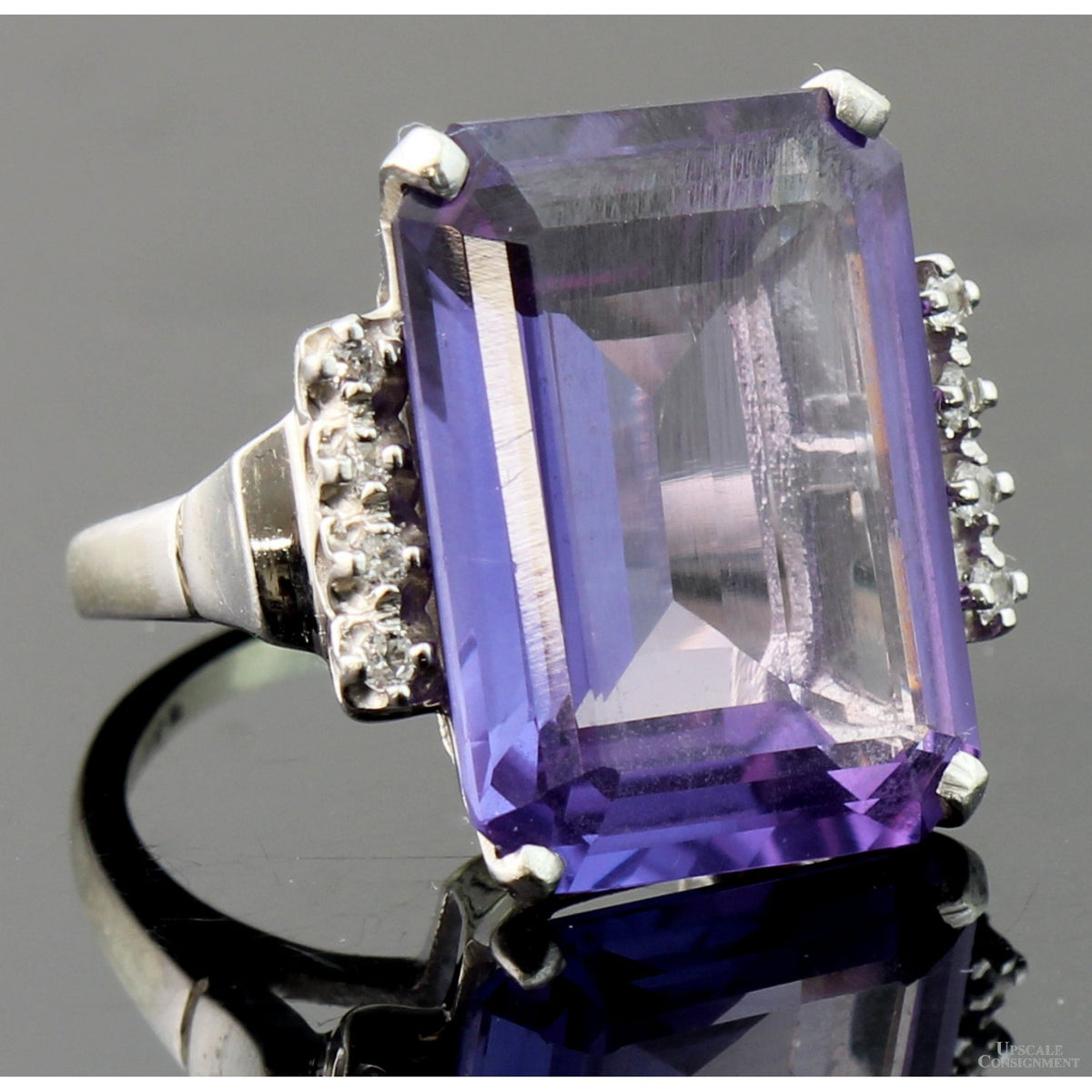 Created Purple Sapphire & White Sapphire 10K Gold Ring